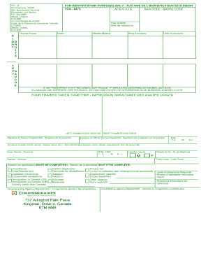 Canadian Fingerprint Service Form