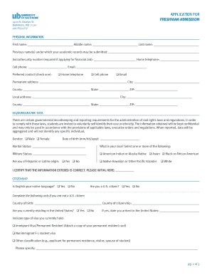 University of Baltimore Freshman Admission Application