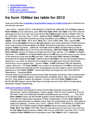 BIrsb form 1040ez tax table for 2012