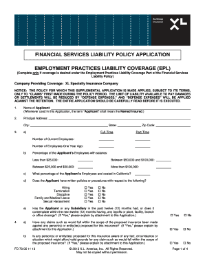 Financial Services Liability Policy Application