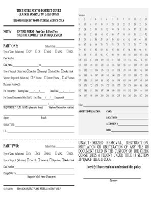 US Federal Court Records Request Form
