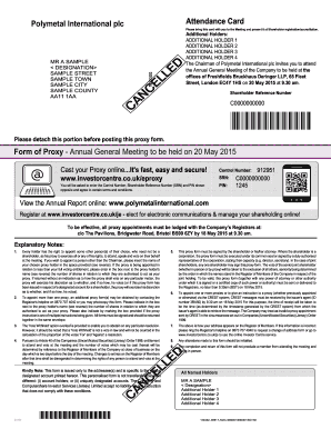 Proxy Form for Annual General Meeting