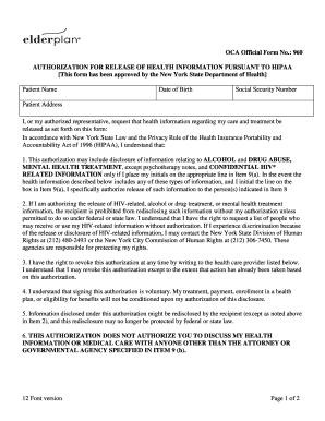 hipaa oca official form no fill online printable fillable blank oca official form 960
