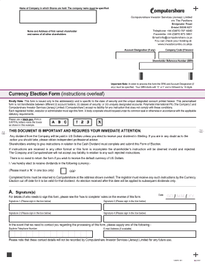 Currency Election Form