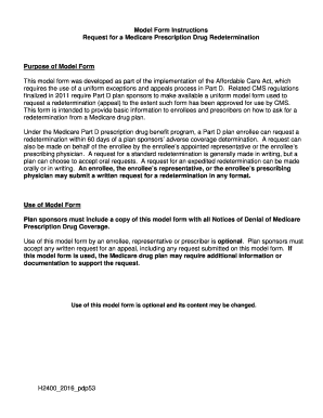 Medicare Prescription Drug Redetermination Request
