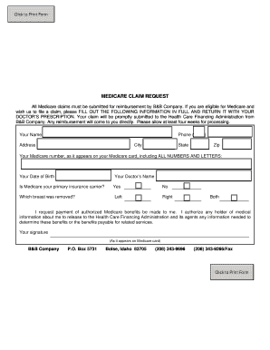 Medicare Claim Request Form