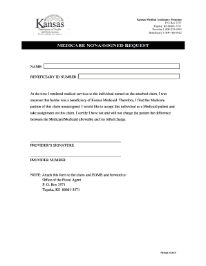 Kansas Medicaid Nonassigned Request Form