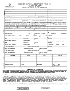 Florida National Equipment Finance Application