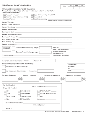 HSBC Funds Transfer Application Form