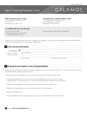 Calamos Bank Change/Update Form