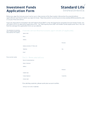 Investment Funds Application Form
