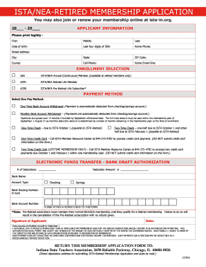ISTA/NEA Retired Membership Application
