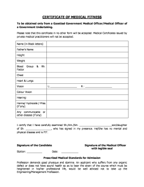 Certificate of Medical Fitness