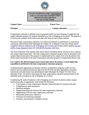 Texas State Compensatory Education Use of Funds Form