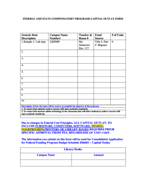 Federal and State Capital Outlay Form