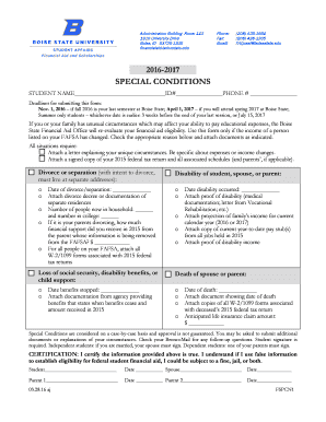 Boise State Special Conditions Form
