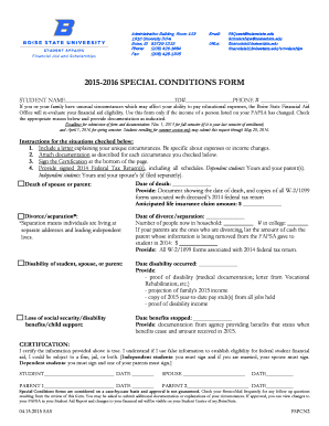 Boise State Special Conditions Form