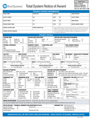 IB Roof Systems Notice of Award
