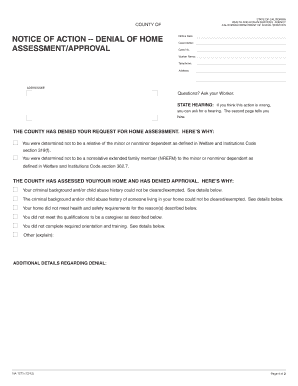 California Home Assessment Denial Notice