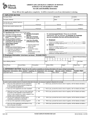 Liberty Life Evidence of Insurability Form