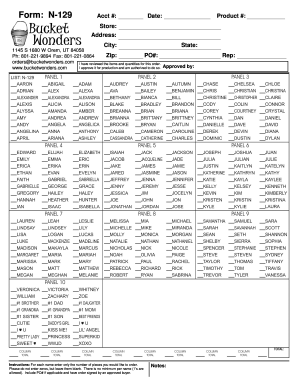 Bucket Wonders Order Form