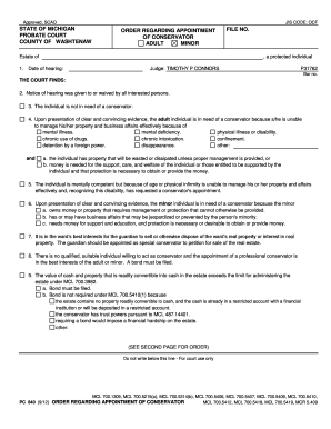 Michigan Conservatorship Order