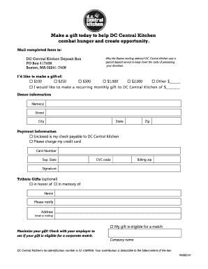 DC Central Kitchen Donation Form