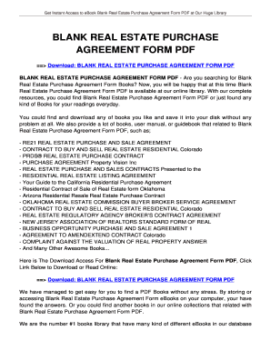 Blank Real Estate Purchase Agreement Form