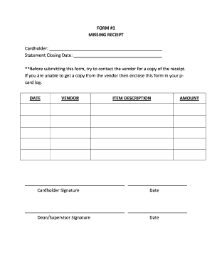 Missing Receipt Form