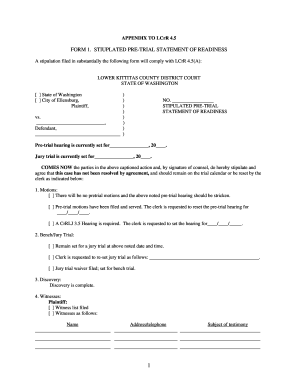 Stipulated Pre-Trial Statement of Readiness