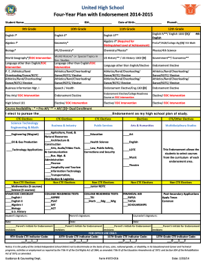 High School Four-Year Plan with Endorsement