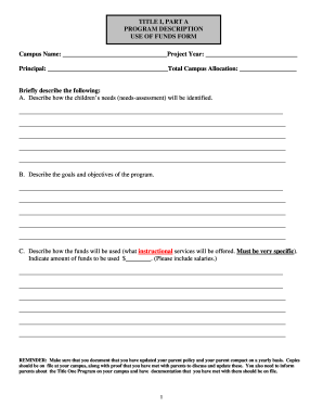Title I Use of Funds Form