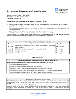 Retirement Benefits and Claims Package
