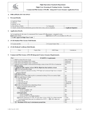 Commercial Pilot License Application Form
