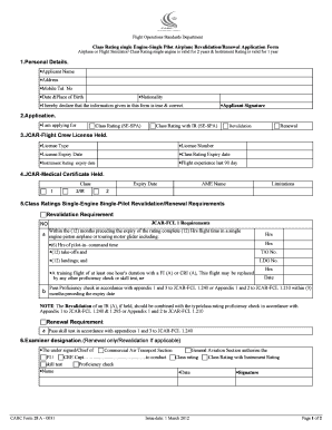Single Engine-Single Pilot Airplane Revalidation/Renewal Application Form
