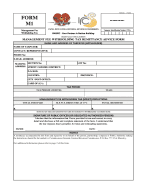 Management Fee Withholding Tax Remittance Advice Form
