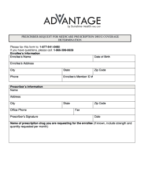 Prescriber Request for Medicare Prescription Drug Coverage Determination