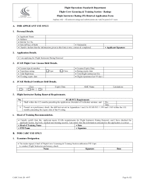 Flight Instructor Rating Renewal Application Form