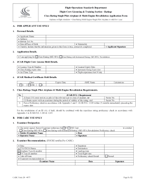 Class Rating Revalidation Application Form