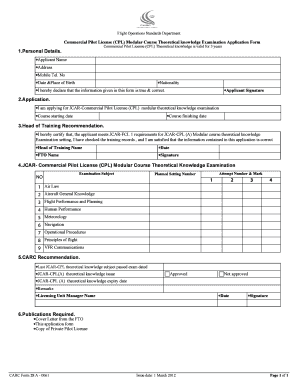 Commercial Pilot License CPL Modular Exam Application