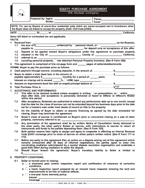 California Equity Purchase Agreement with Short Sale Contingency