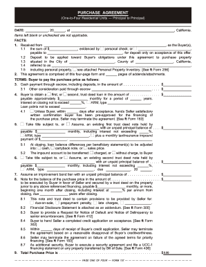 California Purchase Agreement for One-to-Four Residential Units