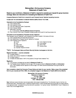 MetLife Statement of Health Form