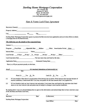 Rate and Points Lock Agreement