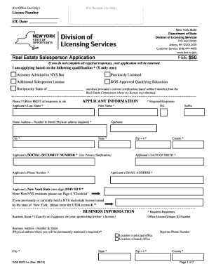 New York Real Estate Salesperson Application