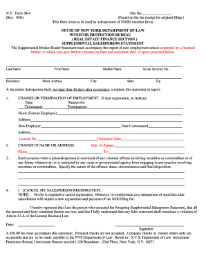 New York Supplemental Salesperson Statement