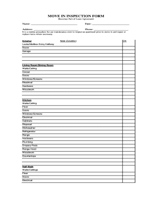 Move In Inspection Form