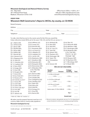 Wisconsin Well Constructor's Reports Order Form
