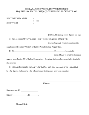Declaration by Real Estate Licensee