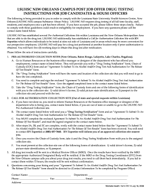 LSUHSC Drug Testing Agreement